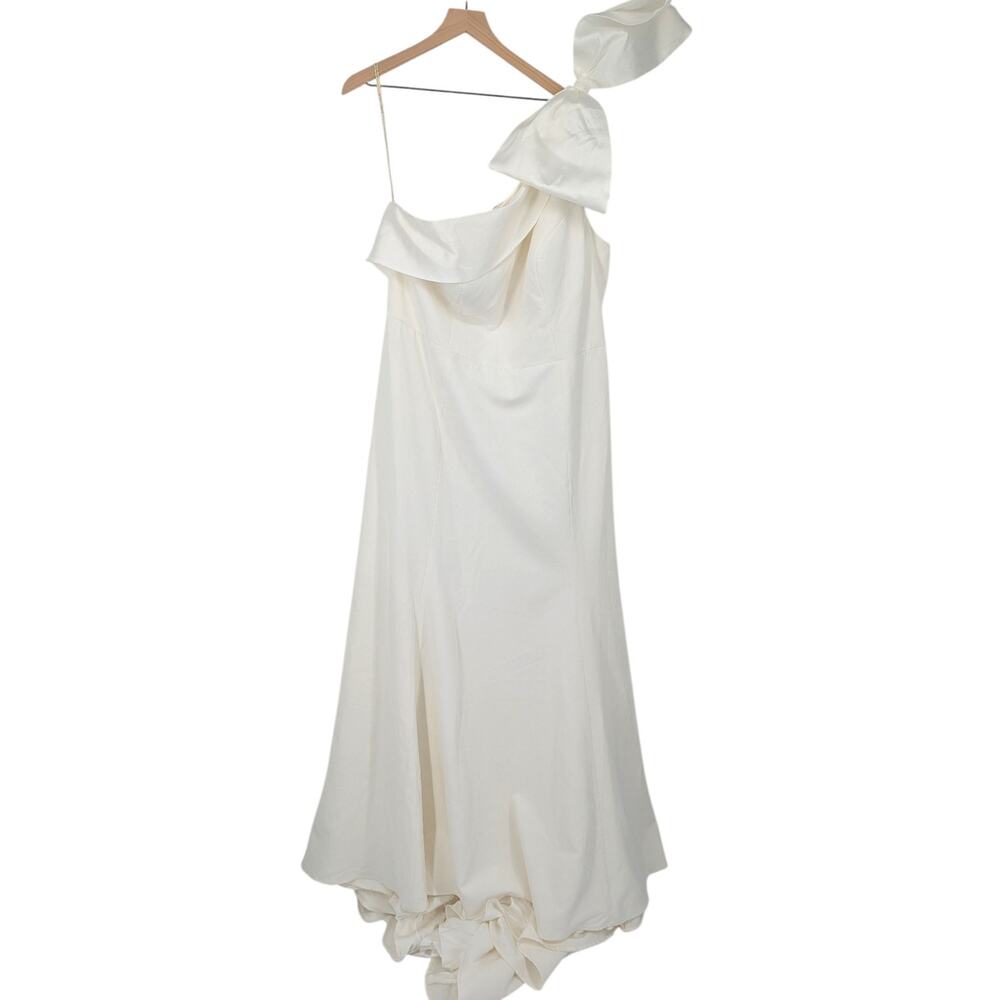 Jenny Yoo Tabitha Wedding Dress Ivory One Shoulder Bow Bridal Gown Size 24 NWT - Picture 3 of 6
